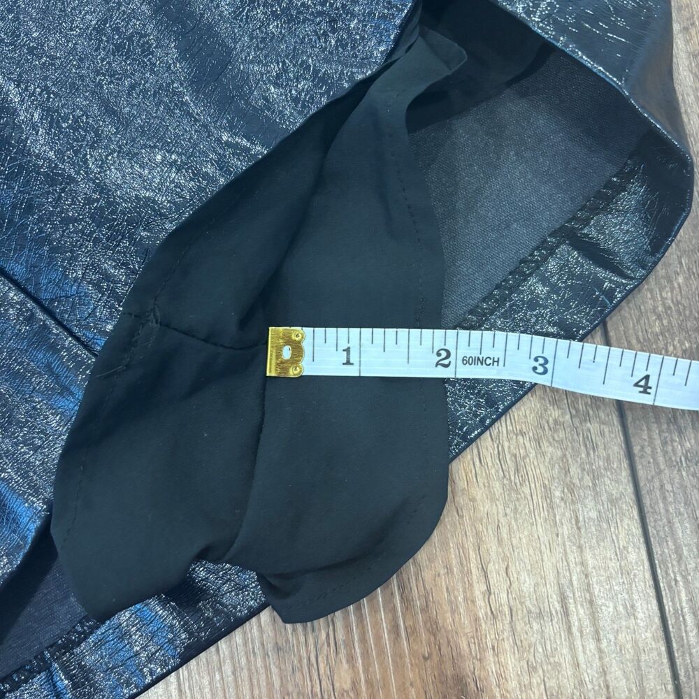 Abercrombie & Fitch Navy Vegan Leather Mini Skirt High Waisted Size M Side Zip - Picture 8 of 9